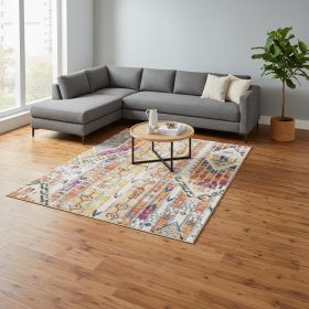 6' X 9' Gold and Ivory Southwestern Area Rug
