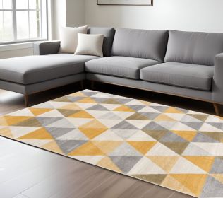 9' X 12' Yellow Geometric Area Rug