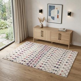 4' X 6' White Modern Geometric Grid Area Rug