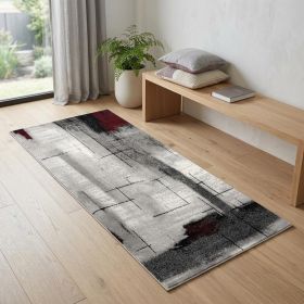 2' X 5' Grey Abstract Area Rug