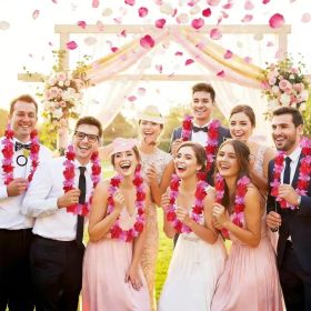 20Pcs Flower Garland Leis - Pink Hawaiian Tropical Flowers for Wedding, Birthday Party, Wedding Guest, Valentine's Day (Option: 20Pcs)