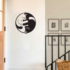 Metal Yin Yang Cat Wall Art Sculpture (Option: Wrought iron decoration)