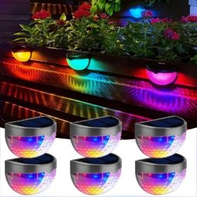 12 pcs 6" Solar Platform Fence/Wall Lights. Rechargeable Solar Cells, Suitable For Front Porches, Security Lights (Option: Colorful-6PCS)