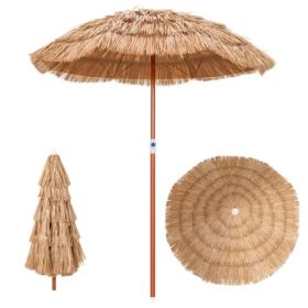 6ft Natural Thatched Tropical Outdoor Tiki Patio Umbrella with Push Button Tilt (Natural) (Option: Defaulttitle)