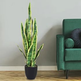 1 Piece, 35.5" Indoor/Outdoor Artificial Snake Plant (Option: Green  Yellow)