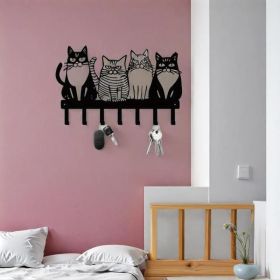 Adorable Cat Wall Hooks Set - Keychin Holder and Coat Hanger (Option: Hook)
