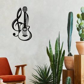 Vintage Black Electric Guitar Wall Art (Option: Wrought iron decoration)
