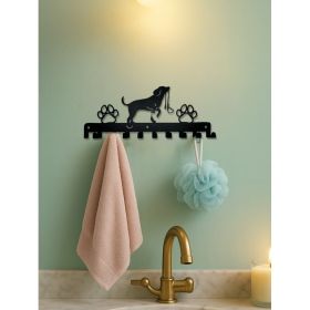 Dog with Leash Farmhouse Style Rustic Wooden Coat Rack/Key Holder/Leash Hanger (Option: Hook)