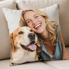 Personalized Pillow with Your Favorite Image. Fast Printing. For Pet Lovers. Requires Uploading Your Image. (Option: 35x35cm)
