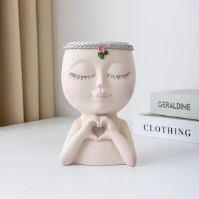 1pc Woman's Face Flower Pot; Vase Planter For Indoor or Outdoor (4.7*7.3*3.4in) (Color: White)