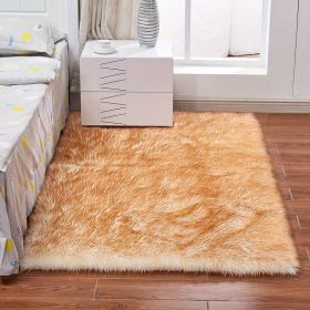 1pc Fluffy Imitation Wool Area Rug, Acrylic 80% Polyester 20%, 2.36" Long Imitation Wool (Color: White Yellow Tip, size: 35.43*59.06inch)