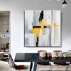Hand Painted Black, White and Bright YellowOil Painting