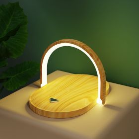 3 In 1 Foldable Wireless LED Reading Table Lamp  With Charging Station.15W Fast Charging. (Color: Wood grain)