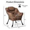 Modern Polyester Fabric Lazy Chair with Steel Frame and Side Pocket