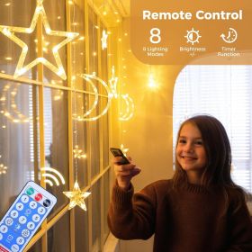 Ramadan Solar Moons Stars Light String, Indoor/Outdoor Waterproof Window with 8 Modes. Timer and Remote (quantity: 1pcs)