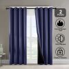 Set of 2 2" W x 63" L Thermal Insulated  Indoor Blackout Curtains with Coated Lining and Grommets