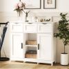 Wooden Storage Cabinet with Drawers and Shelves