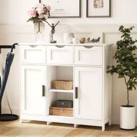 Wooden Storage Cabinet with Drawers and Shelves (Color: as Pic)