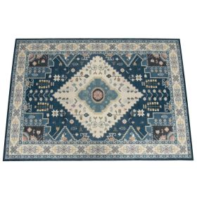 6.7' x 5.4' Multi color Faux Wool Fabric Area Rug (size: M)