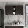 Winslow 150" Black Wall Cabinet, Four Doors, Two Shelves
