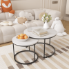 Round Nesting Coffee Table Set of 2, 27.6". Industrial Wood Finish with Sturdy Metal Frame