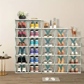 9 Layer Vertical Shoe Rack Space-Saving Stackable Shoe Organizer (Color: Blue nine)