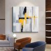 Hand Painted Black, White and Bright YellowOil Painting