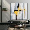 Hand Painted Black, White and Bright YellowOil Painting