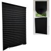 Black Self-Adhesive Pleated Portable Blind Full-shading Curtain. Non-perforated.