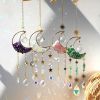 1pc Prism Rainbow Maker Sun Catcher - Indoor/Outdoor. Moon Mini Dream Catcher with Crystals and Healing Stones - Garden Tree Decorations