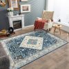 6.7' x 5.4' Multi color Faux Wool Fabric Area Rug
