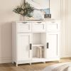 Wooden Storage Cabinet with Drawers and Shelves