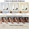 Floating Wall Mounted Makeup Vanity Desk with LED Mirror and 3 Color Lights, Compact Dressing Table with Power Outlet & USB Charging