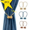 2Pcs Magnetic Curtain Rope and Ball Rods Tieback Holder