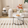 Round Nesting Coffee Table Set of 2, 27.6". Industrial Wood Finish with Sturdy Metal Frame