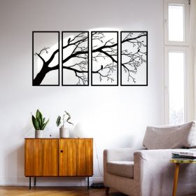 Set of 4 Luxury Metal Sculpture Wall Art (Option: Wrought iron decoration)