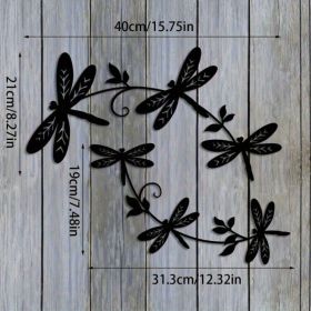 2-Piece Elegant Dragonfly Metal Sculpture Wall Art (Option: Wrought iron decoration)
